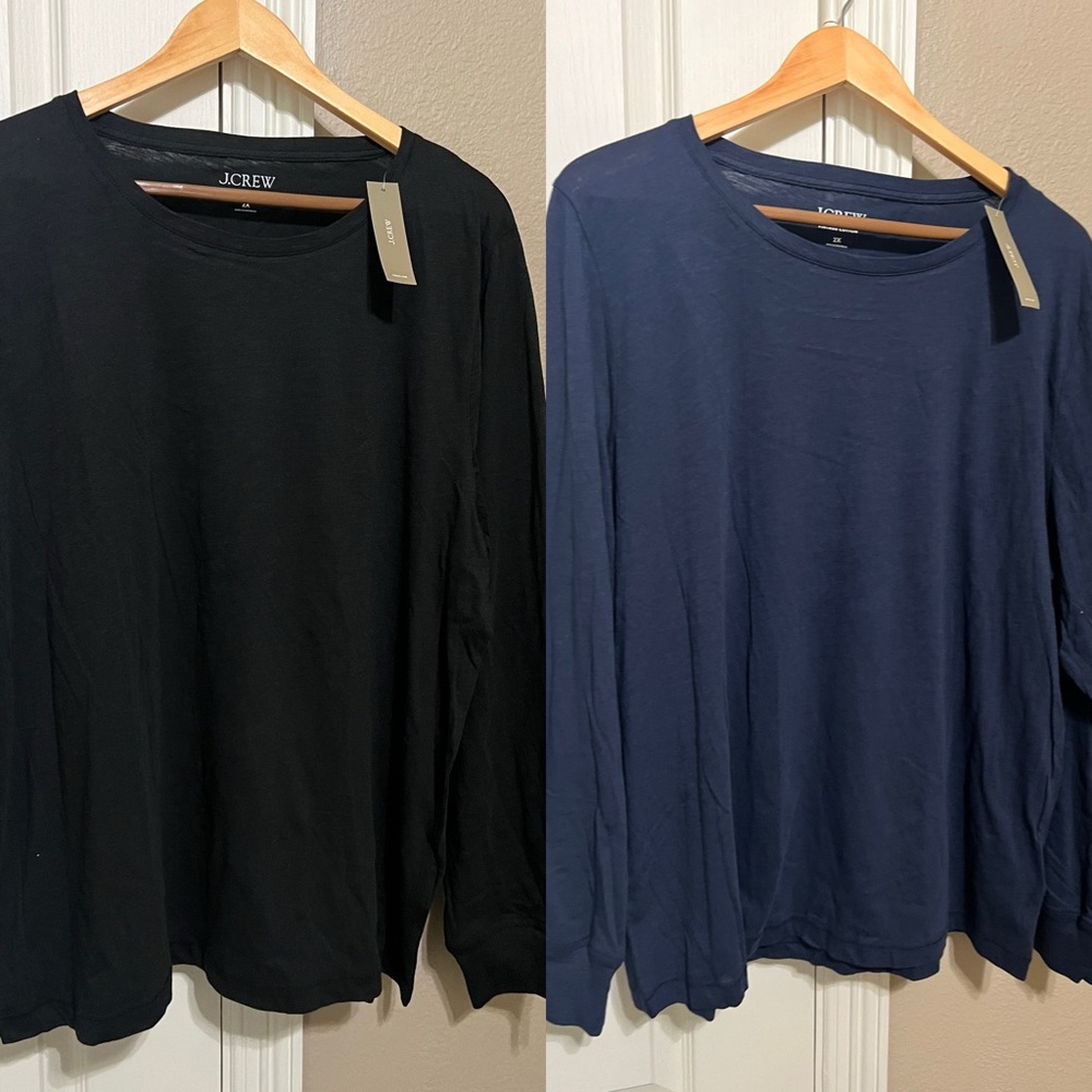 NWT 2 J. Crew Vintage Cotton Crew Neck Long sleeve T-shirts
